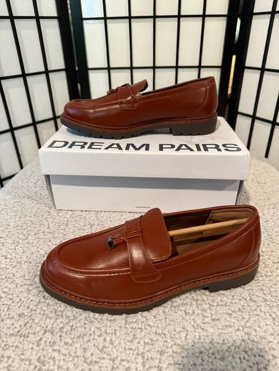 Dream Pairs Women’s 9 Brown Tassel Loafers Chunky Lug Sole Slip On NIB - Picture 5 of 5